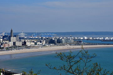 Le Havre; France - may 10 2017 : city view from Sainte Adresse