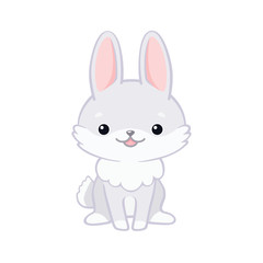 Illustration of cute cartoon bunny sitting and smiling