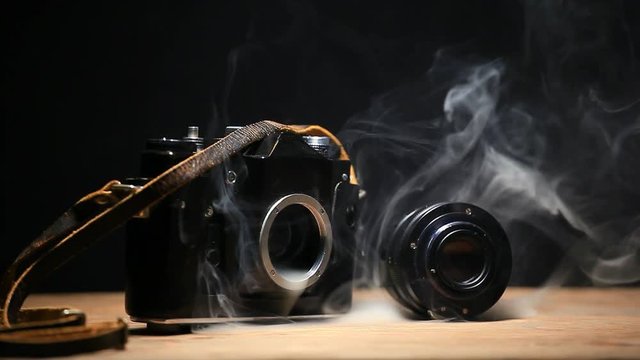 camera smoke dark background hd footage 