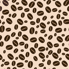 Seamless pattern of black coffee beans
