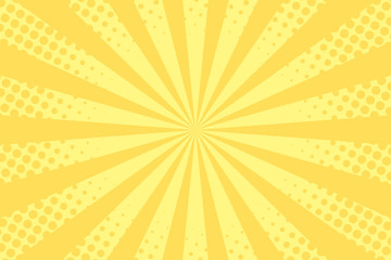 Comic book background. Sunburst halftone pattern in retro pop art style