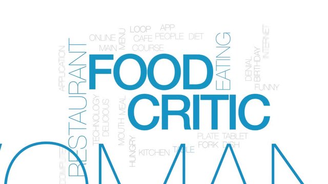 Food critic animated word cloud. Kinetic typography.
