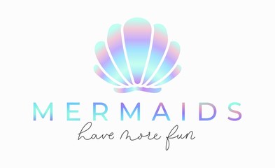 Image of Mermaids have more fun inspirational lettering card. Cute summer lettering inscription for prints, textile etc. Vector illustration printed on Printed Glass Splashbacks