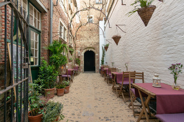 restaurant on narrow street
