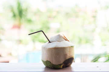 a drink in the coconut on vacation