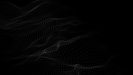 Abstract background. Big data. Vector illustration. Wave of particles.