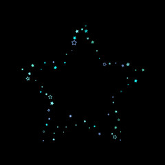 Blue, cyan, turquoise glitter stars, confetti.