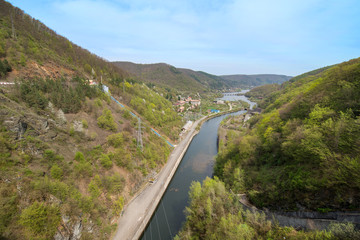 River at hydroelectric dam in Romania, Cluj Napoca.