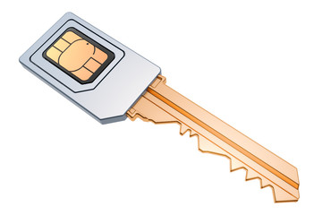 SIM card security concept, 3D rendering