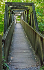 An old wooden bridge in the Smoky Mountains.