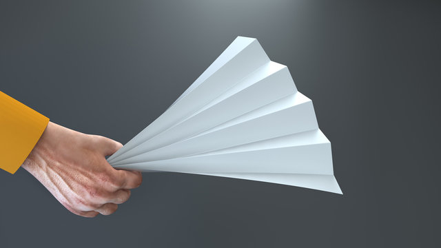 Paper folding clapper mockup. Sports fan stadium noise maker template. Isolated realistic 3d render