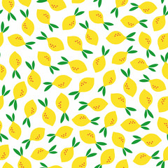 Lemon seamless pattern. Vector summer illustration.