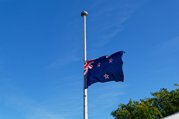 Respect for the fallen, the New Zealand flag flies at half mast
