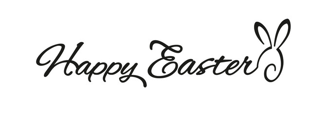 Happy Easter handwritten calligraphy with rabbit script