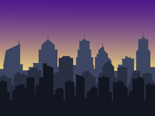 Naklejka premium city background with buildings silhouettes