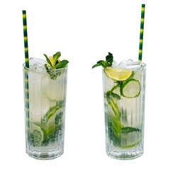 Mojito cocktail on white background. Mojito cocktail isolation.