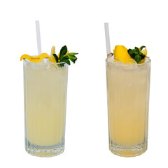 Lemonade with ice and mint. isolated on a white background