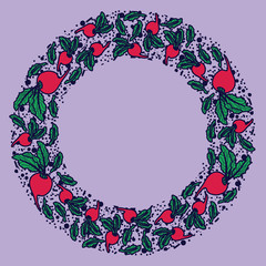 Beet vector circle pattern. Funny doodle healthy food on a light background