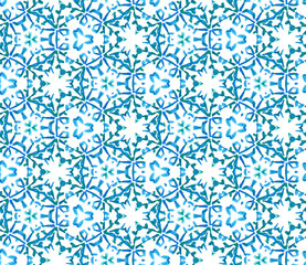 Blue Geometric Watercolor. Seamless Pattern.Surface Ornament.