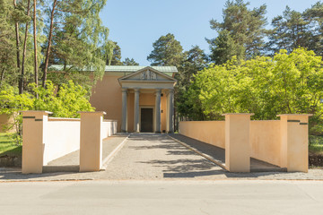 Fototapeta premium Tralt to The Resurrection Chapel in the middle of the forest at Skogskyrkogården in Stockholm