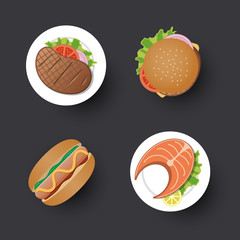 Traditional food simple design icon set, vector illustration