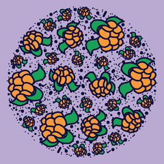 cloudberry vector circle pattern. Funny doodle healthy food on a light background.