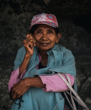 Portrait of an old Indonesian woman