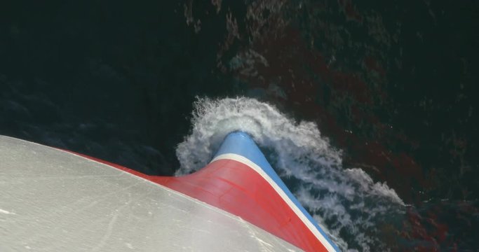 Prow of a Ship in the water Steady shot of sailing ship from the Prow point of view