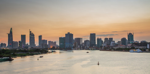 Fototapeta premium Ho Chi Minh City sunset shot.Ho Chi Minh City formerly named Saigon, is the largest city in Vietnam.