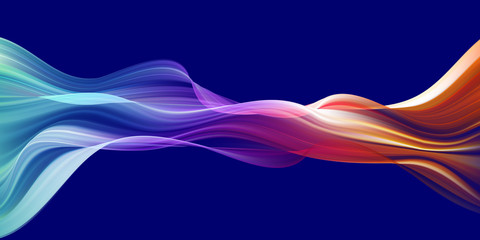 Colorful flow brush stroke. Ribbon isolated line.