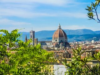 Fototapeta premium Beautiful view of Florence from Piazzale Michelangelo with Florence Cathedral, Italy