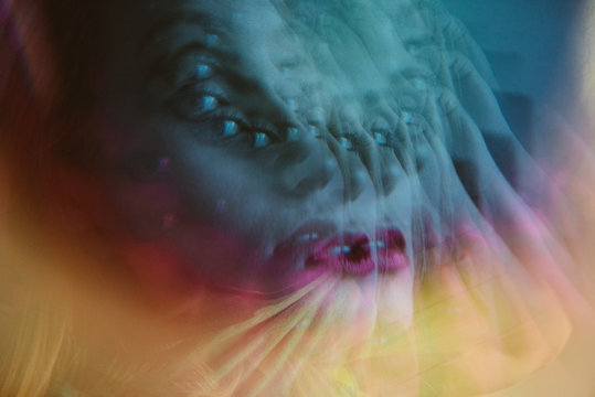 Kaleidescope images of a young woman