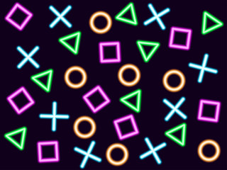 Neon symbols of the game joystick, background, EPS 10