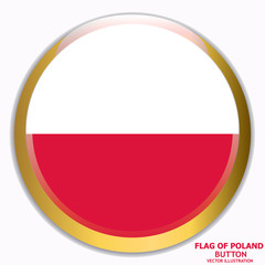 Bright button with flag of Poland. Colorful illustration with flag for web design. Illustration with grey background.