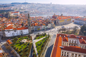 Fototapeta na wymiar Aerial view of Porto Cityscape ith traditional orange roof tiles, Portugal