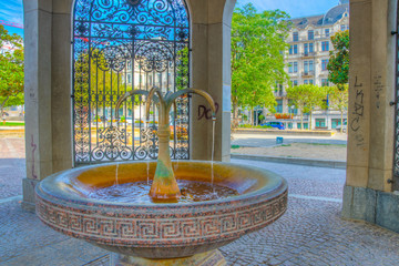 Kochbrunnen mineral spring in Wiesbaden, germany