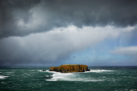 A remote island lashed by spring storms