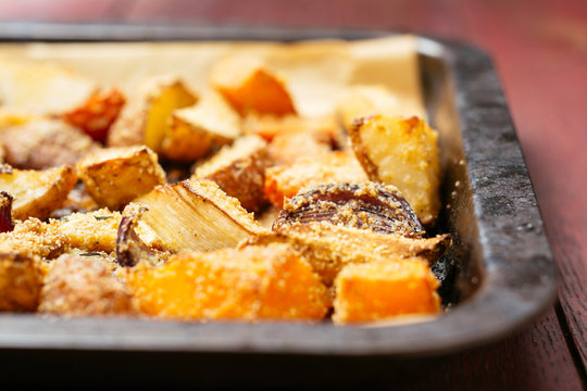 Roasted Vegetables with Cornmeal Crust