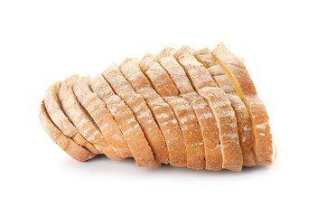 Fresh bread on white background. Baked goods