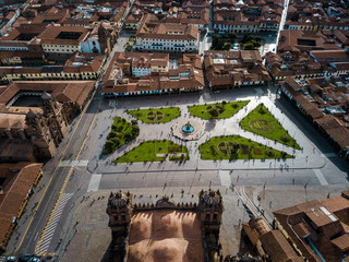 aerial of plaza de armas in cuzco peru