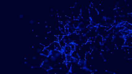 Big data visualization. Science background. Big data complex with compounds. Lines plexus