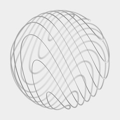 Abstract 3d sphere. Sphere with twist lines. Glowing lines twisting Logo design. Outer space object. Futuristic technology style. Sphere particles. 3d rendering.