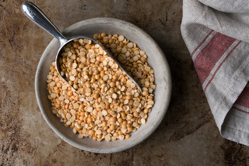 Yellow Spilt Peas in a Bowl