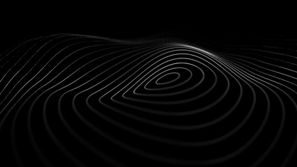 Wave 3d. Wave of particles. 3D glowing abstract digital particles background. Data technology...