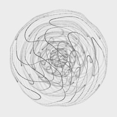 Abstract 3d sphere. Sphere with twist lines. Glowing lines twisting Logo design. Outer space object. Futuristic technology style. Sphere particles. 3d rendering.