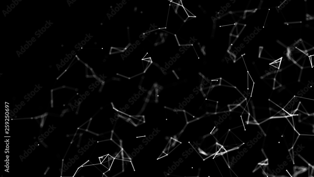 Poster big data visualization. science background. big data complex with compounds. lines plexus