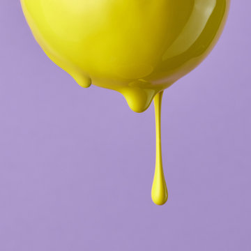 Pear colored yellow on a violet background