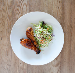 Chicken Drumsticks with Broccoli Slaw