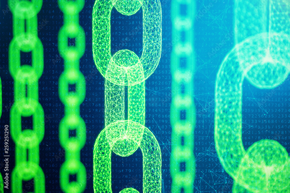 Aufkleber block chain concept, digital block chain technology. cryptocurrency, concept of digital code. chain 