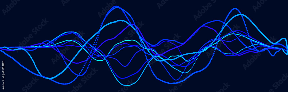 Poster sound wave element. abstract blue digital equalizer. big data visualization. dynamic light flow. 3d 